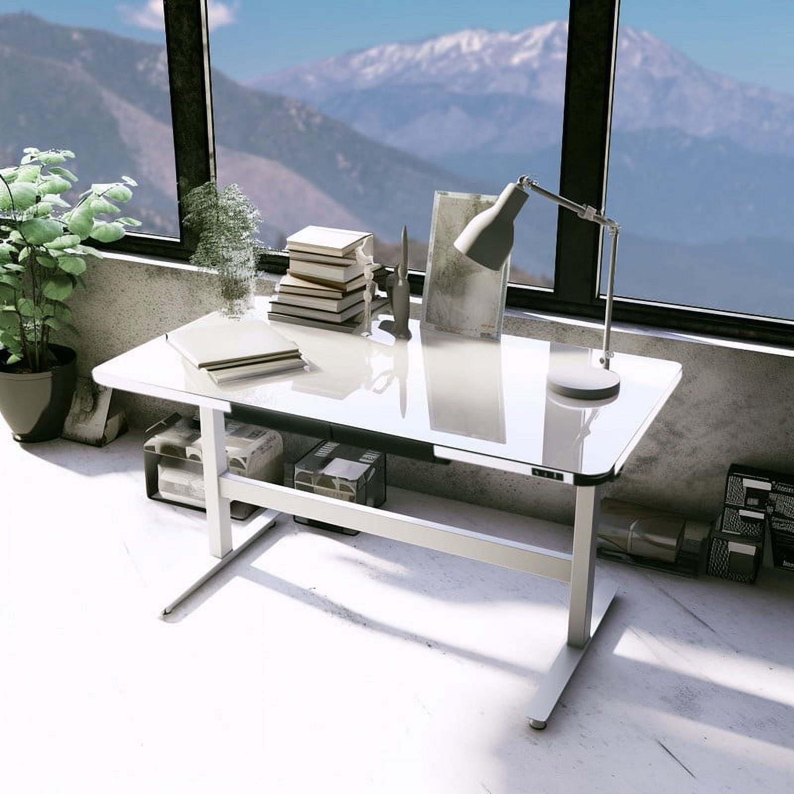 Motionwise Glasstop Height Adjustable Desk White - Walmart.com