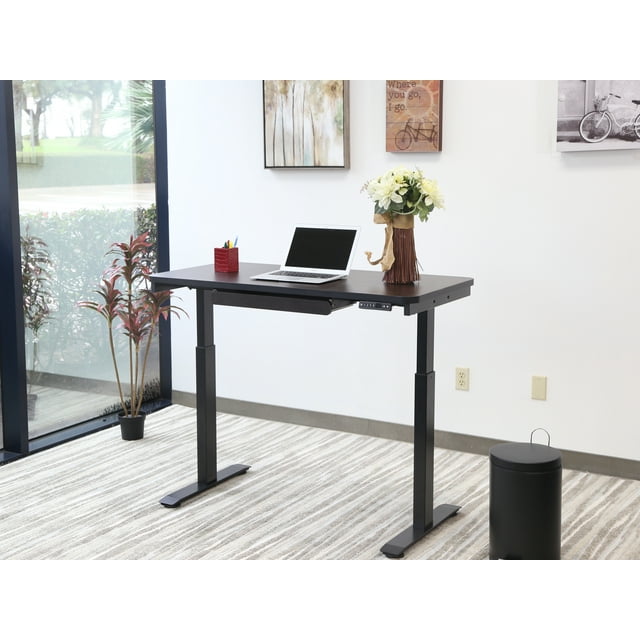Motionwise Walnut Electric Height Adjustable Standing Desk, 24”x48