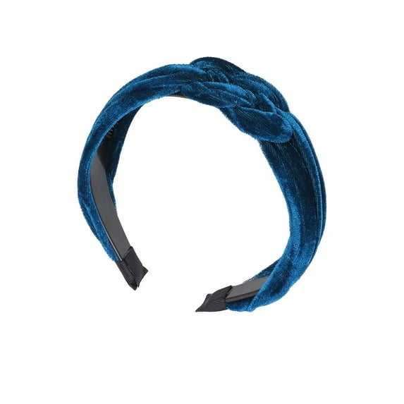 Motique Accessories 1.5 Inch Velvet Braid Headband Women and Girls Hair Band - Blue