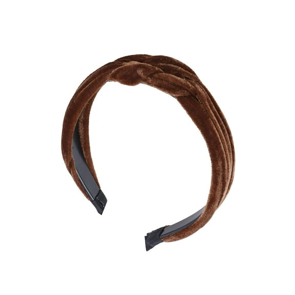 Motique Accessories 1.5 Inch Velvet Braid Headband Women and Girls Hair Band (Brown)