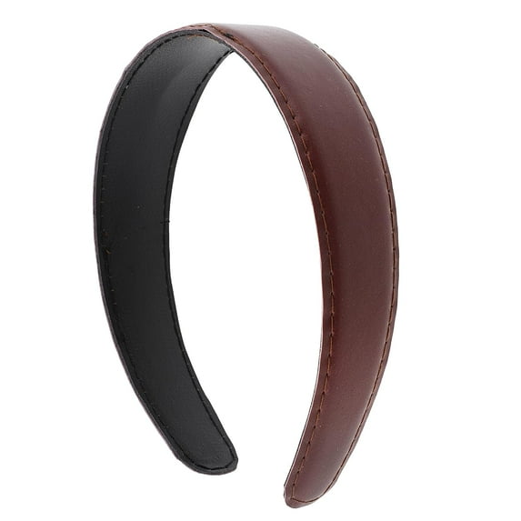 Motique Accessories 1 inch Leather Headband with Stitching - Brown