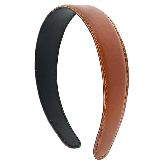 Motique Accessories 1 inch Leather Headband with Stitching - Camel