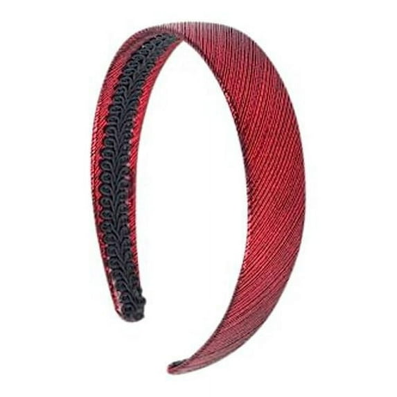 Motique Accessories 1 inch Metallic Fabric Headband (Red)
