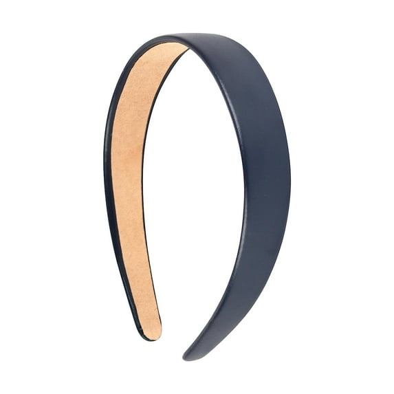 Motique Accessories 1 inch Vegan Leather Headband for Women and Girls (Navy)