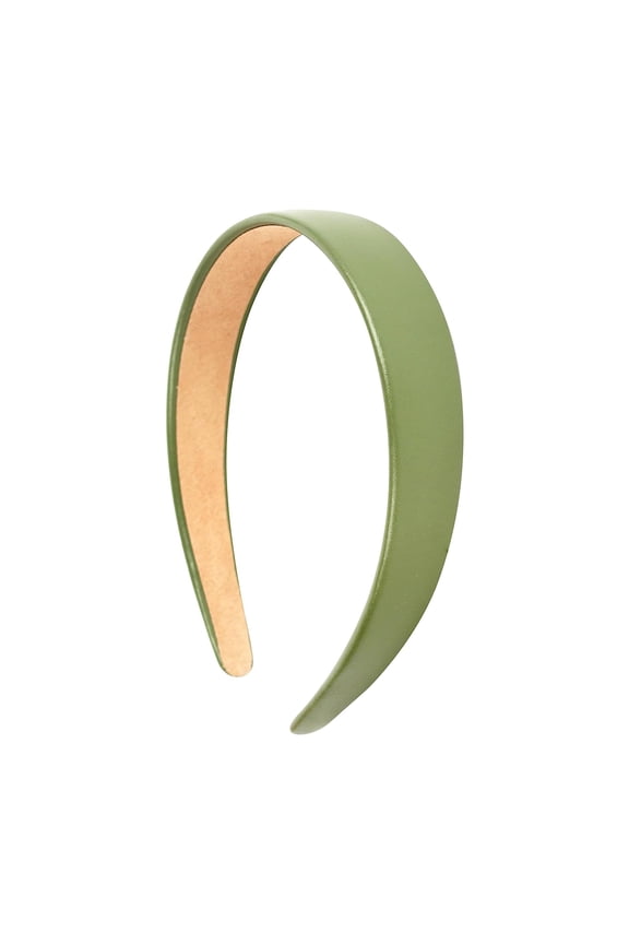 1 inch Vegan Leather Headband for Women and Girls (Olive)