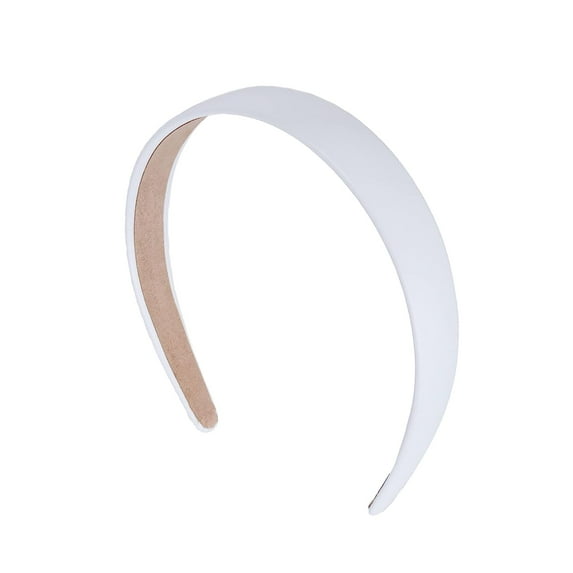 Motique Accessories 1 inch Vegan Leather Headband for Women and Girls (White)