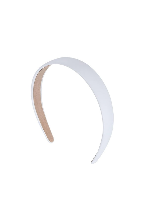 1 inch Vegan Leather Headband for Women and Girls (White)