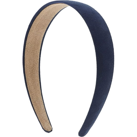 Motique Accessories 1 inch Wide Suede like Headband Solid Hair Band for Women and Girls - Navy