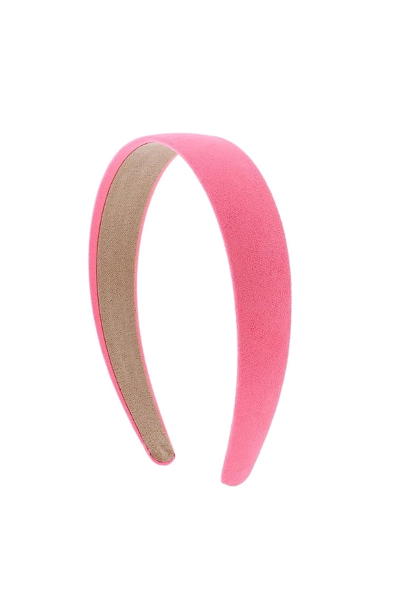 1 inch Wide Suede-like Headband Solid Hair Band for Women and Girls (Neon Pink)