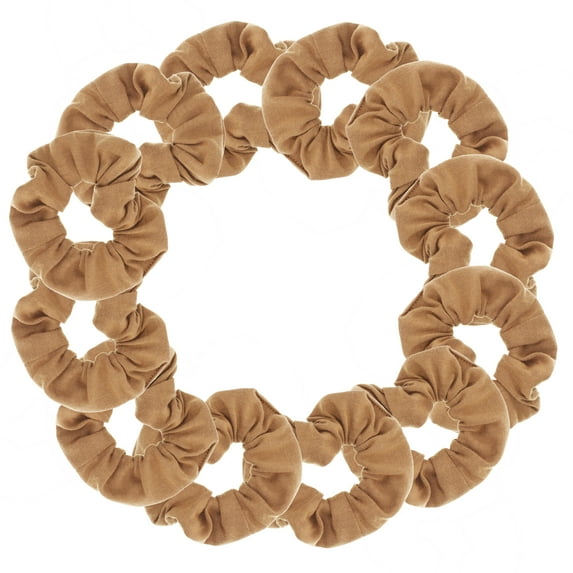 Motique Accessories 12 Pack Solid Hair Ties Scrunchies (Light Brown)