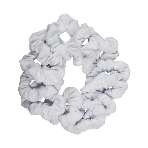 Motique Accessories 12 Pack Solid Hair Ties Scrunchies (White) Solid Pony Scrunchy