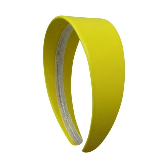 Motique Accessories 2 inch Wide Leather like Head Band Solid Hair Band for Women and Girls - Yellow