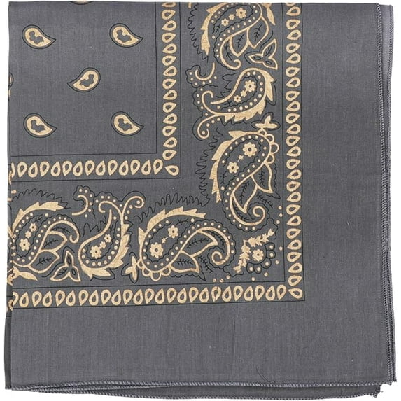 Motique Accessories 22 Inch Cotton Paisley Bandana Gray