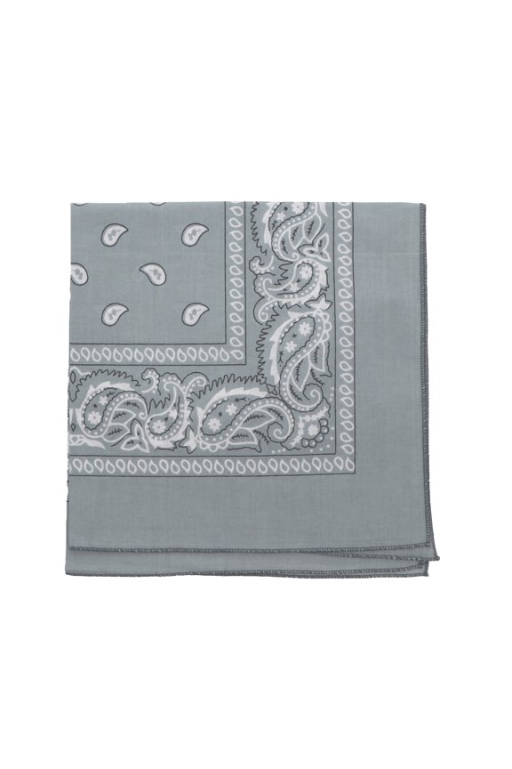 Light Grey Paisley Bandana 22-inch 100% Cotton