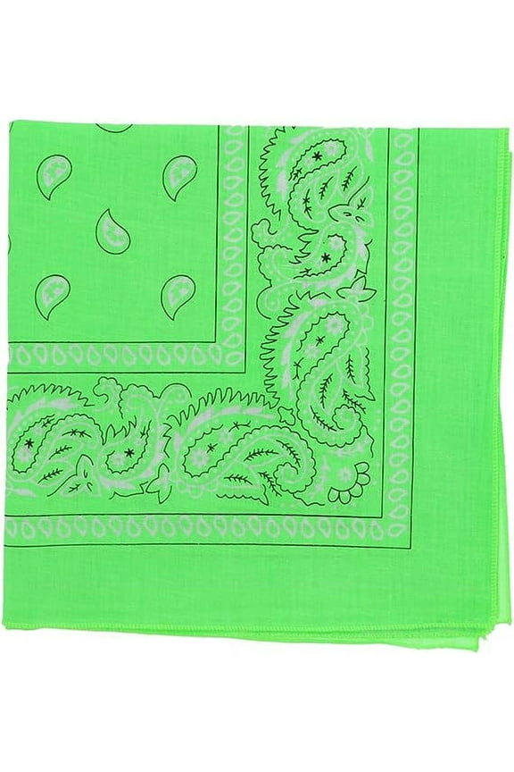 22 inch Large Neon Cotton Paisley Bandana