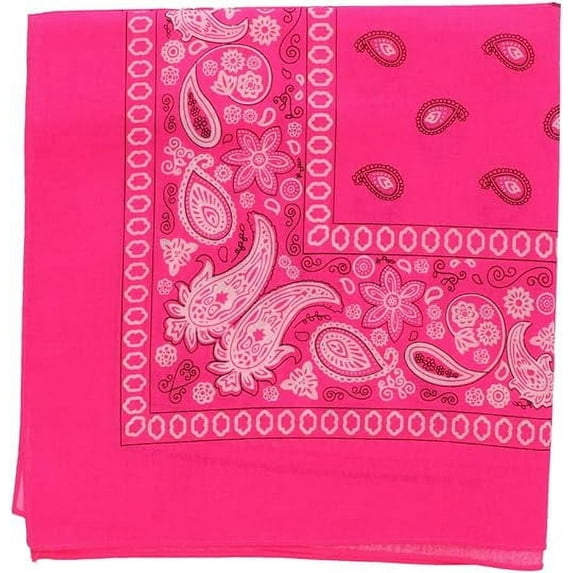 Motique Accessories 22-inch Neon Cotton Paisley Bandana - Pink