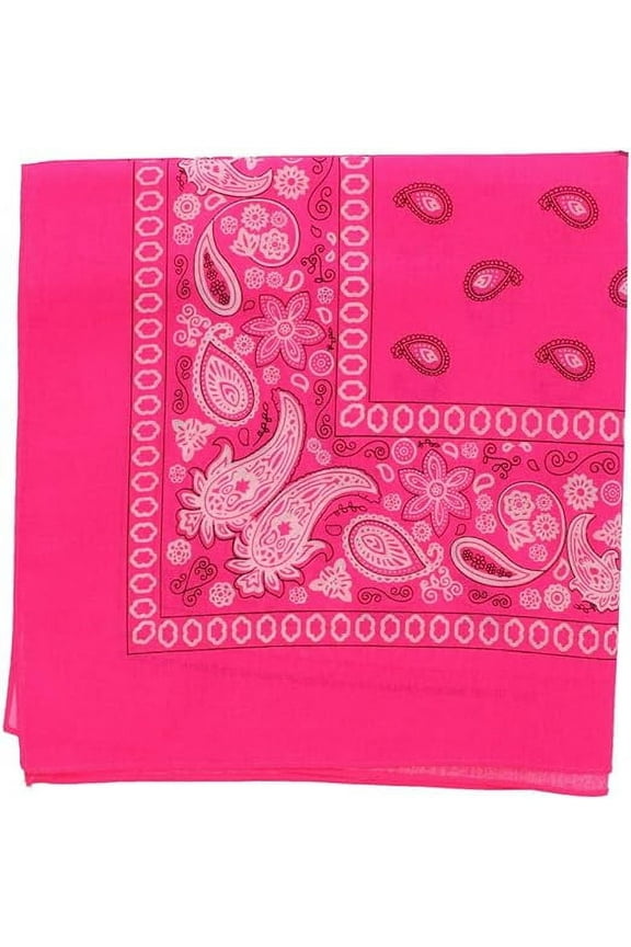22-inch Neon Cotton Paisley Bandana - Pink