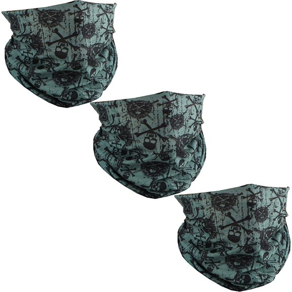 Motique Accessories 3 Pack Skull Designs Biker Tube Bandana Neck Gaiter for Adult Unisex