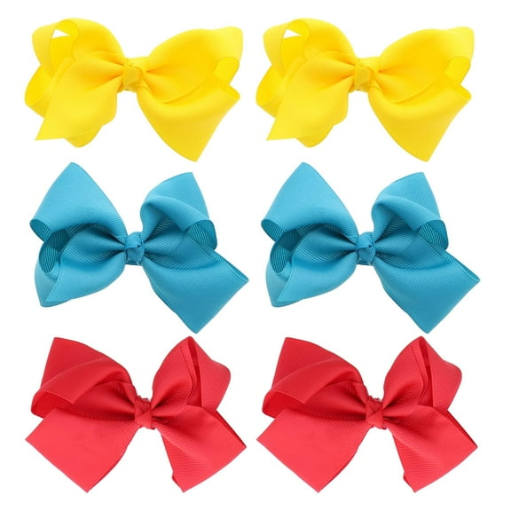 Motique Accessories 3 inch Grosgrain Bow for Little Child Girls - Set of 6 (Bright Mix)