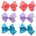 thumbnail image 1 of Motique Accessories 3 inch Grosgrain Bow for Little Child Girls- Set of 6 (Coral Lavender Turquoise), 1 of 5