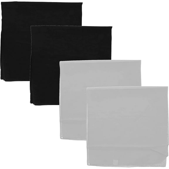 Motique Accessories 4 Pack Extra Large Solid Bandana 27x27 inch - Black Grey