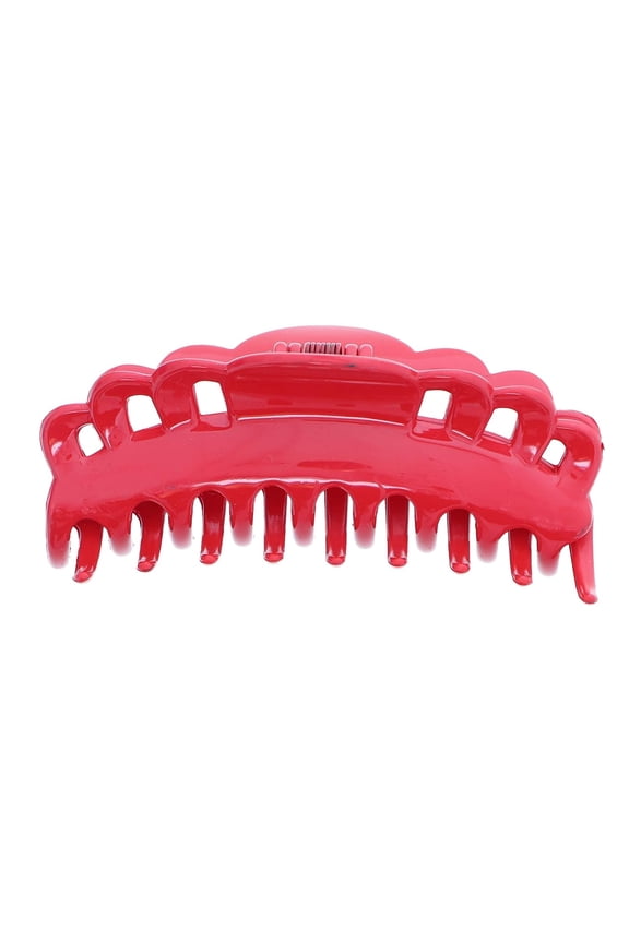 4 inch Scalloped Jaw Clip with Holes-Red