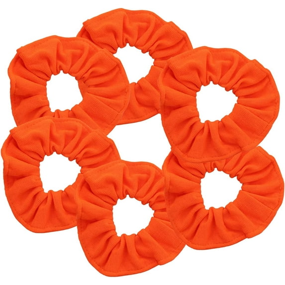 Motique Accessories 6 Pack Large Solid Scrunchies Hair Elastics (Neon Orange)