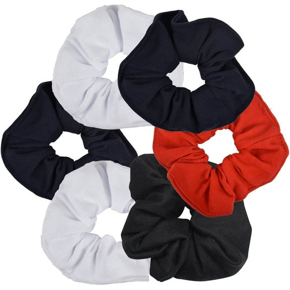 Motique Accessories 6 Pack Large Solid Scrunchies Hair Elastics for Adult Female - Classic Colors
