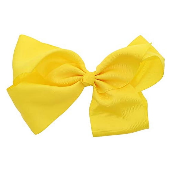 Motique Accessories 8 inch Grosgrain Hair Bow for Women and Girls (Yellow), Ponytail Holder Hair Tie