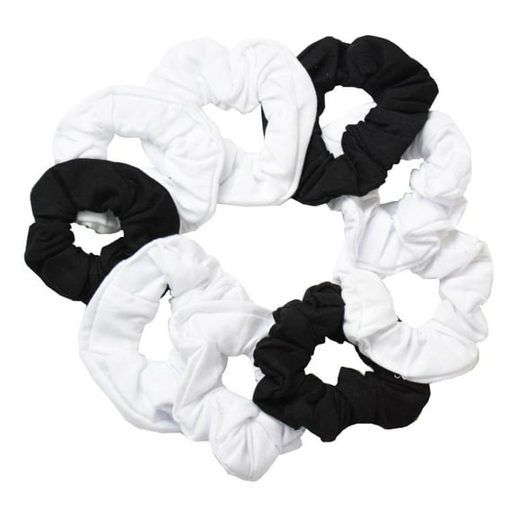 Motique Accessories 9 Pack Scrunchies Hair Ties Perfect for Adult Female and Girls (6 White 3 Black)