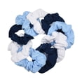 thumbnail image 1 of Motique Accessories 9 Pack Scrunchies Hair Ties for Adult Female and Girls (White Navy Light Blue), 1 of 5