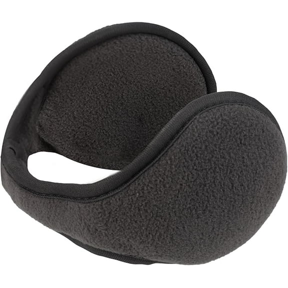 Motique Accessories Adjustable Ear Warmers Men Women Solid Polar Fleece Folding Winter Earmuff-Dark Grey