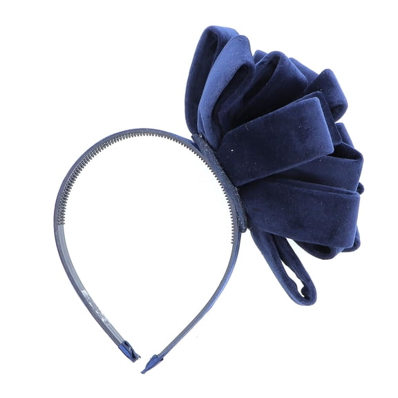 Motique Accessories Beautiful Velvet Flower Fascinator Plastic Headband for Girls  - Navy