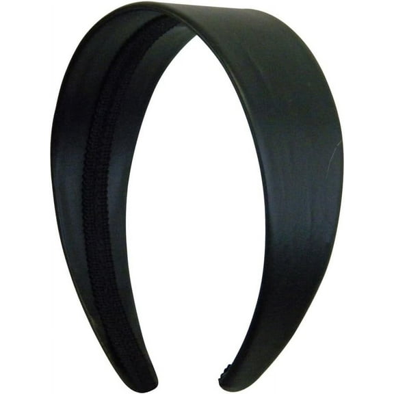 Motique Accessories Black 2 inch Wide Leather like Headband Solid Hair Band for Women and Girls