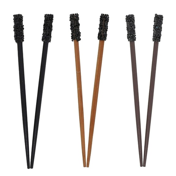 Motique Accessories Black Brown Light Brown Gem Cluster Hair Sticks - Set of 3