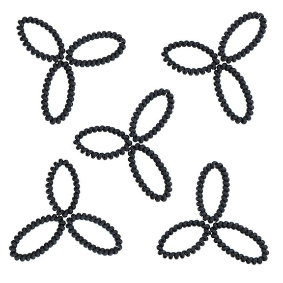 Motique Accessories Black Coil Hair Ties for Adult Female and Girls- Sets (15 Pack)