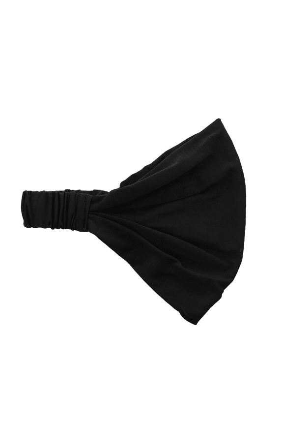 Black Wide Cotton Head Band Solid Boho Yoga Style Soft Hairband