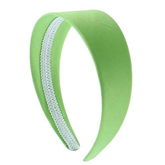 Motique Accessories Bright Green 2 inch Wide Satin Hard Headband with No Teeth