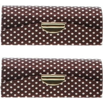 Motique Accessories Brown Polka Dot Lipstick Case with Mirror Purse Holder Set of 2