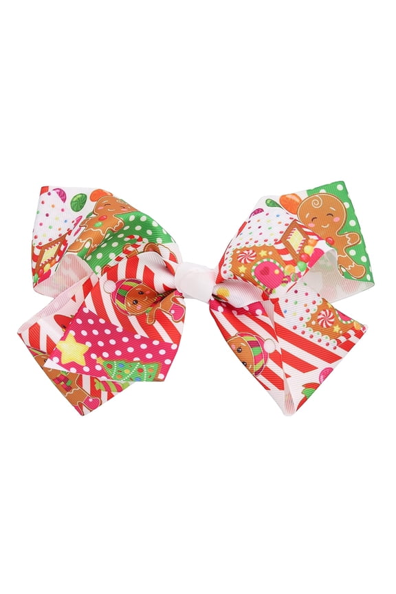 Christmas 6-inch Hair Bows for Little Girls with Gingerbread Design
