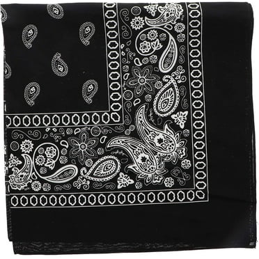 Motique Accessories Classic 100% Cotton Bandana Paisley Print Black