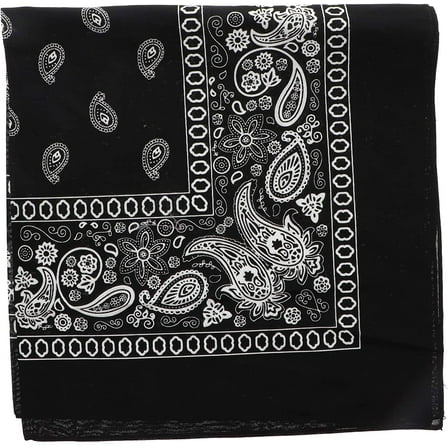 Motique Accessories Classic 100% Cotton Bandana Paisley Print Black