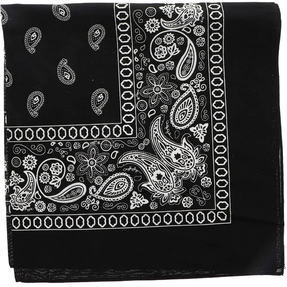 Motique Accessories Classic 100% Cotton Bandana Paisley Print Black