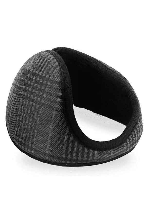 Classic Plaid Ear Warmers Men Women Fleece-Lined Winter Earmuff - Black