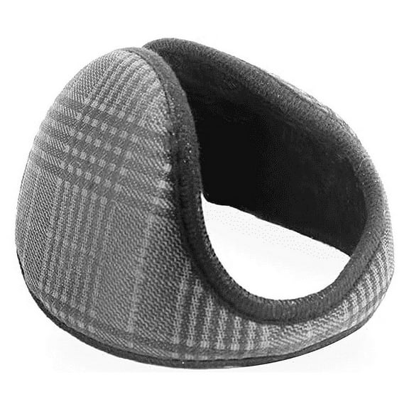 Motique Accessories Classic Plaid Ear Warmers Men Women Fleece-Lined Winter Earmuff - Grey
