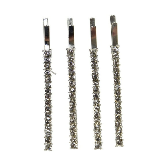 Motique Accessories Clear Rhinestone Studded Hair Barrette Bobby Pin Clip for Adult Girls 4 Count