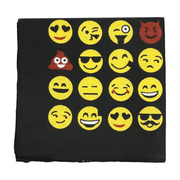 Motique Accessories Cotton Print Bandana - Black Emoji