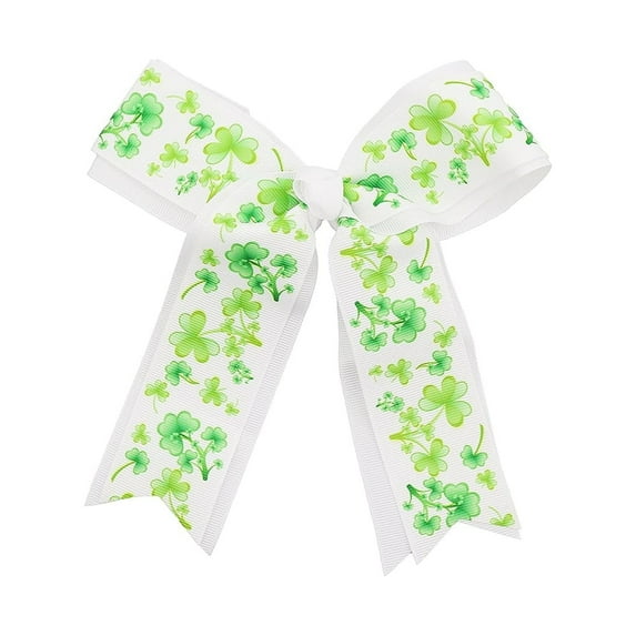 Motique Accessories Double Layered Shamrock Bow with
Classic Tails White