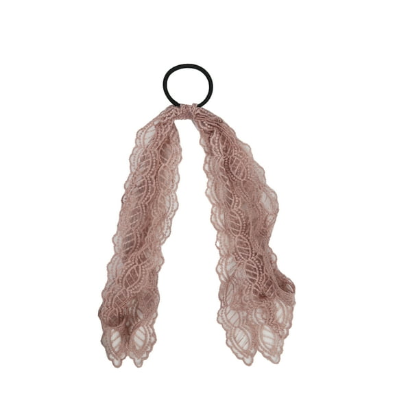 Motique Accessories Elegant Ponytail Holders - Hairtie with Taupe Lace Tails