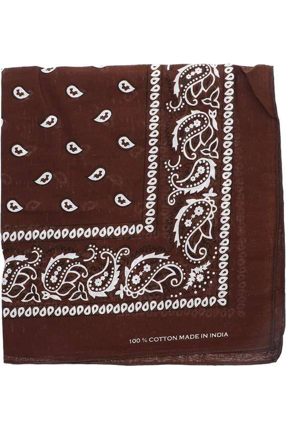 Extra Large Paisley Bandana 27 x 27 inch - Brown